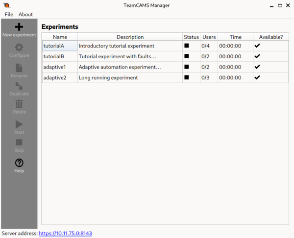  TeamCAMS Manager Main Window