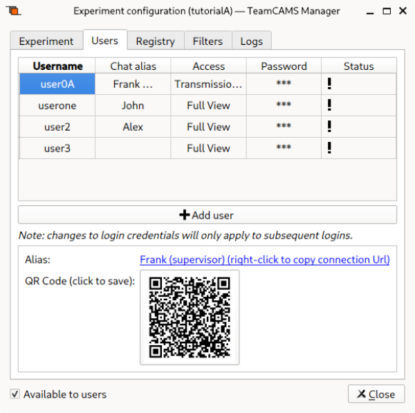 User configuration tab